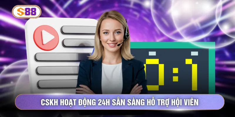 CSKH hoạt động 24h sẵn sàng hỗ trợ hội viên